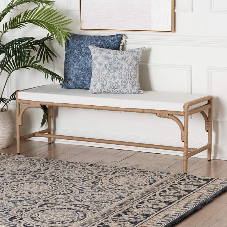 Image 1 Nasim Bohemian Natural Jute and Metal Accent Bench