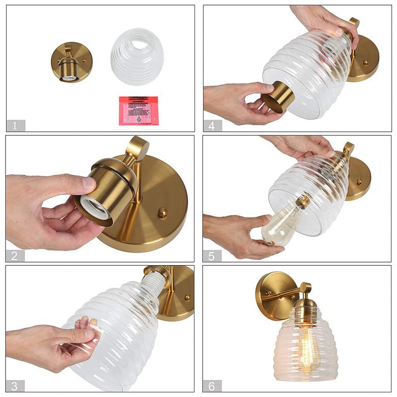 Image 7 Nasy 1-Light 5.5" Wide Gold Bath Light more views