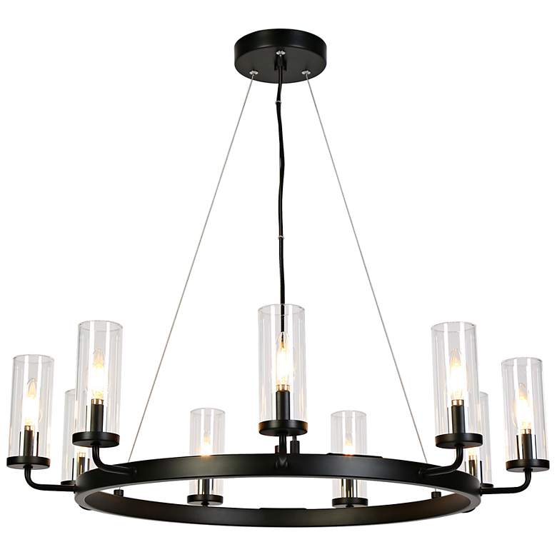 Image 2 Natalia 31" Wide Matte Black 9-Light Chandelier