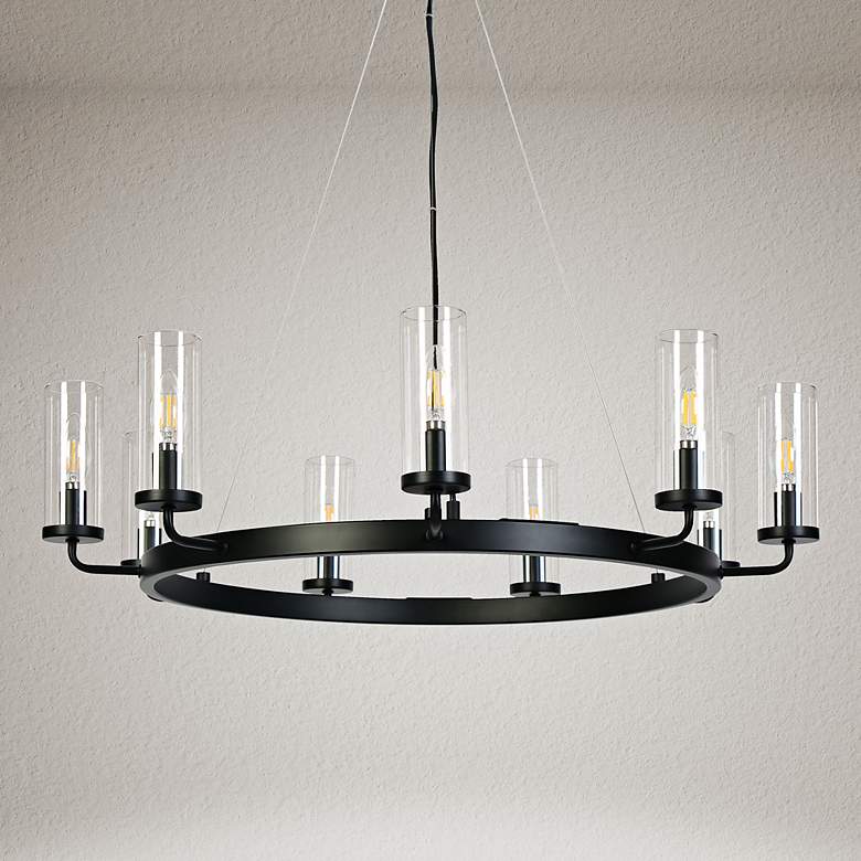Image 7 Natalia 31" Wide Matte Black 9-Light Chandelier more views