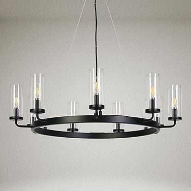 Natalia 31" Wide Matte Black 9-Light Chandelier