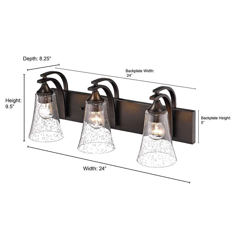 Image 2 Natalie 24" Wide Rubbed Bronze 3-Light Bath Light more views