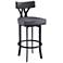 Natalie 26 in. Barstool in Black Powder Coated Finish, Gray Faux Leather