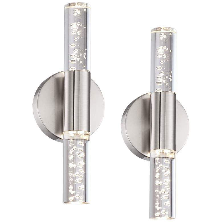 Image 1 Natalya Bubble Acrylic Brushed Nickel LED Sconces Set of 2