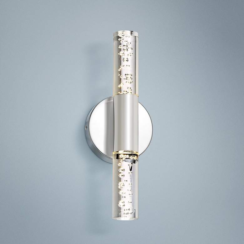 Image 1 Natalya Bubble Acrylic Tube 13" High Chrome LED Wall Sconce
