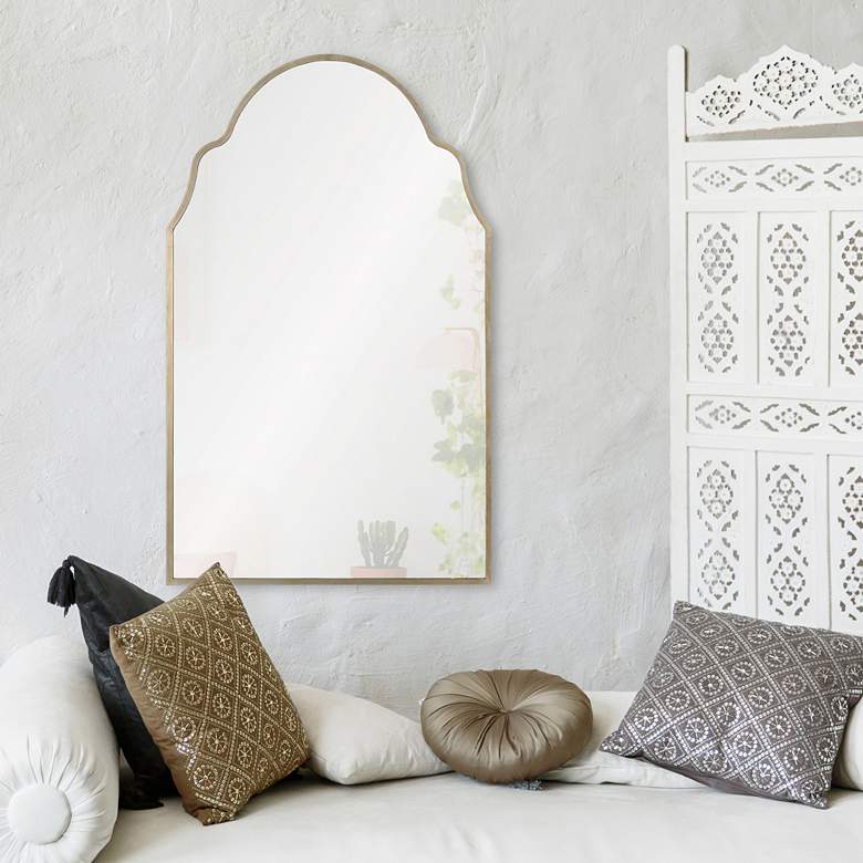Image 1 Natasha Antique Silver Leaf 26" x 42" Arched Wall Mirror