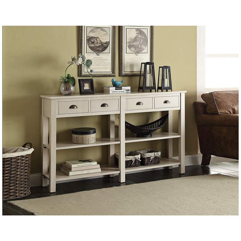 Image 1 Nathan 60" Wide Cream 4-Drawer Medium Console Table