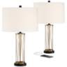 Nathan Gold Cage USB Table Lamps Set of 2