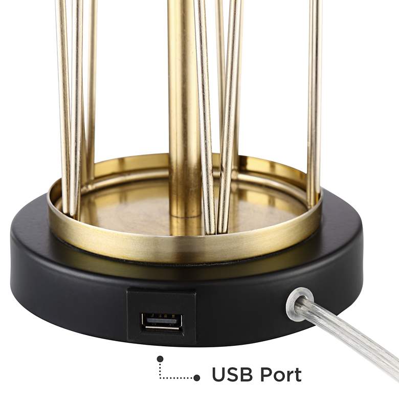 Image 5 Nathan Gold Cage USB Table Lamps With 8" Square Risers more views