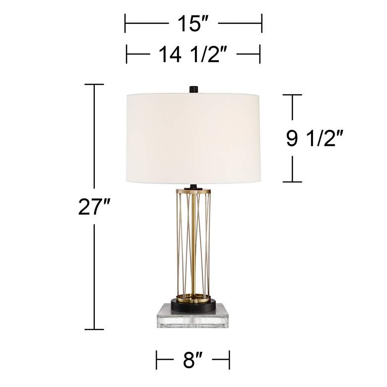 Image 6 Nathan Gold Cage USB Table Lamps With 8" Square Risers more views