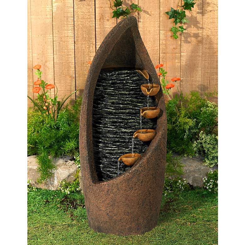 Image 2 Nathan Modern Cascade 34 1/2" High Rustic Garden Fountain