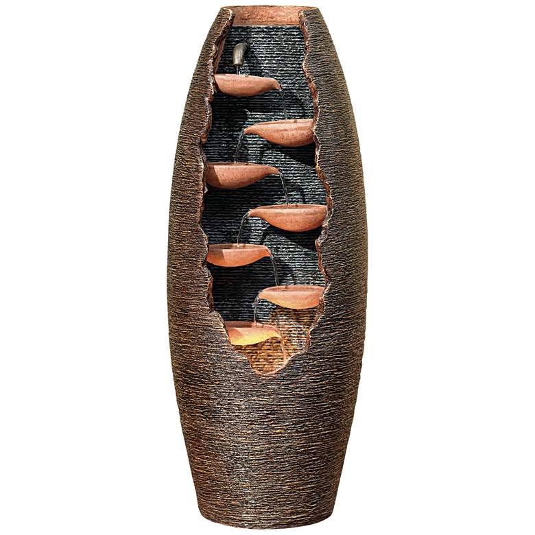Image 3 Nathan Seven Cascade 35" High Cut-Away Rustic Modern Fountain