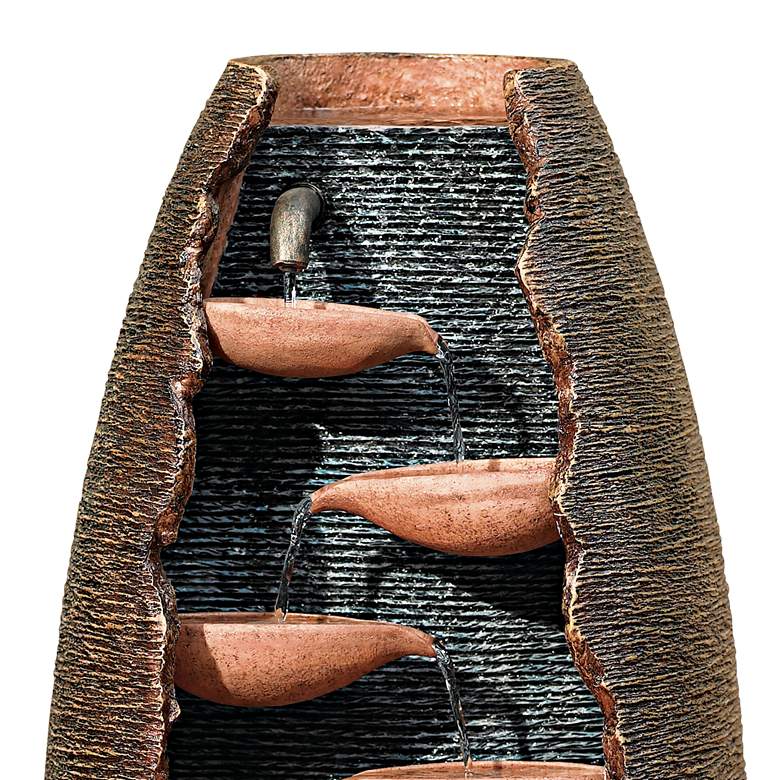 Image 4 Nathan Seven Cascade 35" High Cut-Away Rustic Modern Fountain more views