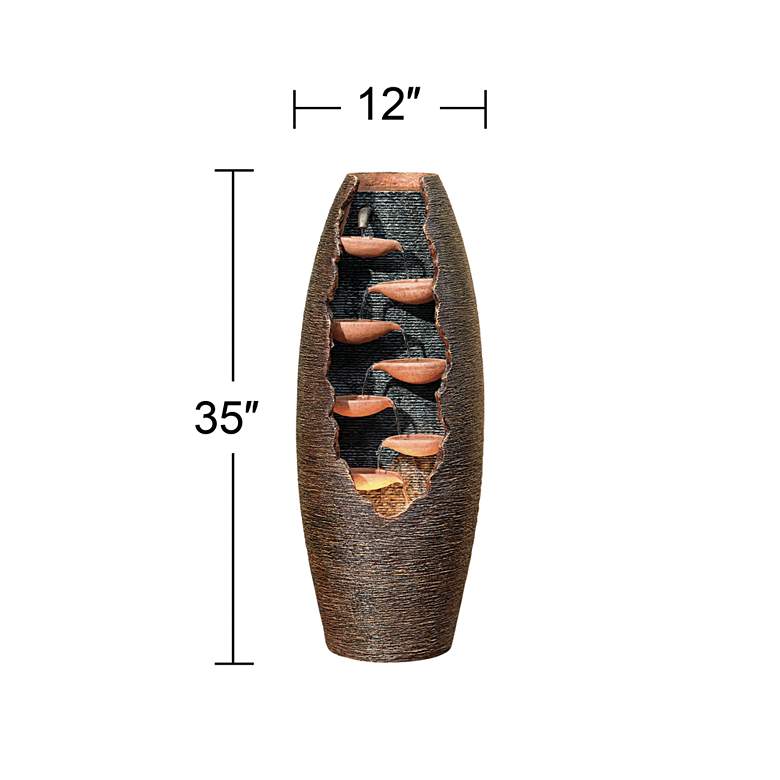 Image 6 Nathan Seven Cascade 35" High Cut-Away Rustic Modern Fountain more views