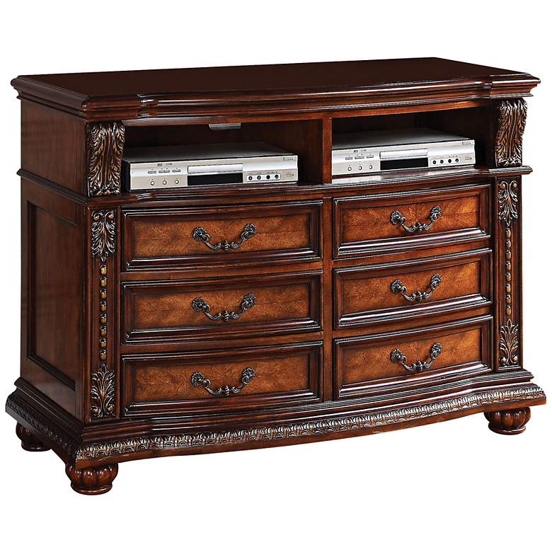 Image 1 Nathaneal Decorative Carved 6-Drawer TV Console