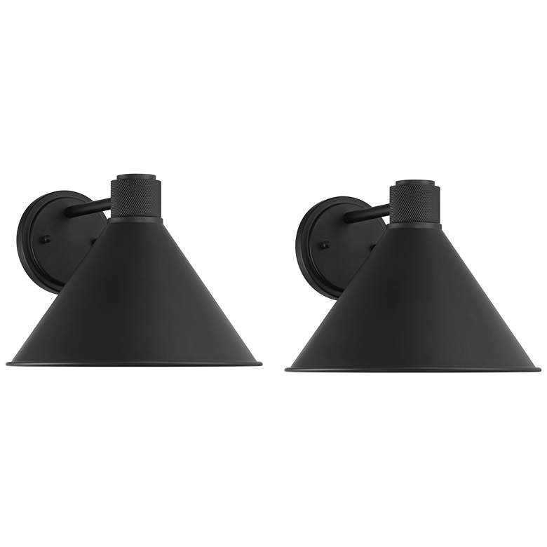 Image 2 Nathaniel 8 3/4" High Matte Black Outdoor Wall Light Set of 2