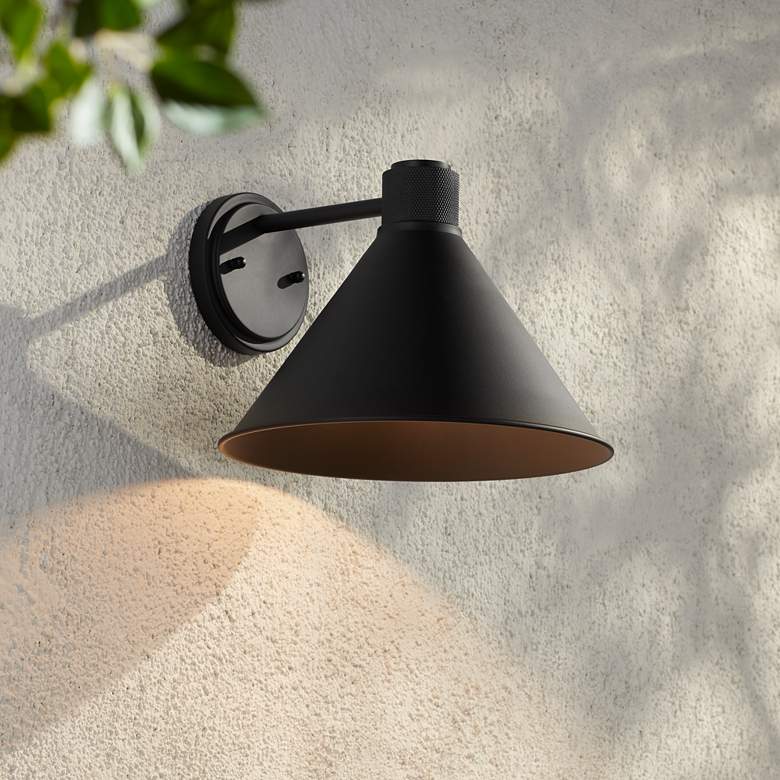 Image 1 Nathaniel 8 3/4" High Matte Black Outdoor Wall Light