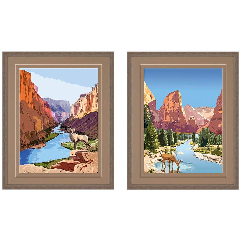 Image 2 National Parks I 32 inch High 2-Piece Giclee Framed Wall Art Set