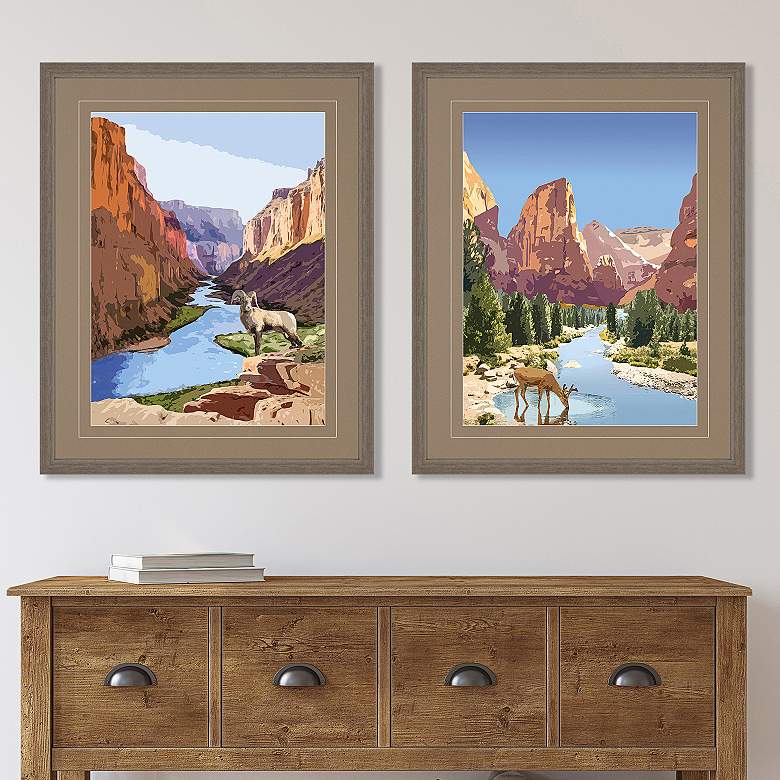 Image 1 National Parks I 32" High 2-Piece Giclee Framed Wall Art Set