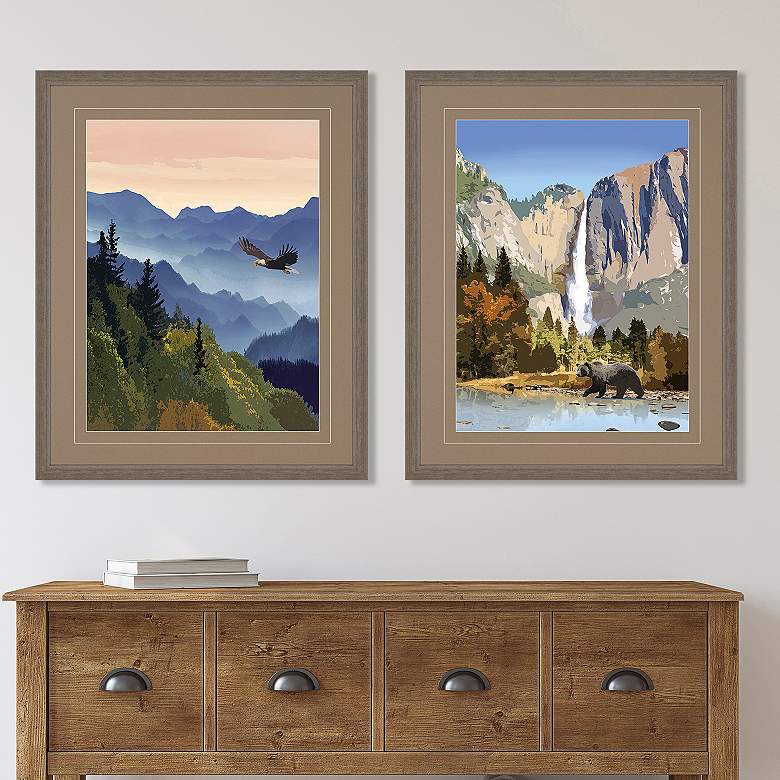 Image 1 National Parks II 32 inchH 2-Piece Giclee Framed Wall Art Set