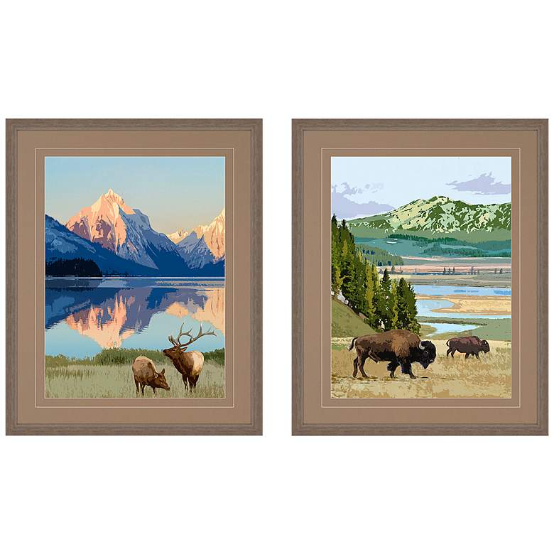 Image 2 National Parks III 32 inchH 2-Piece Giclee Framed Wall Art Set