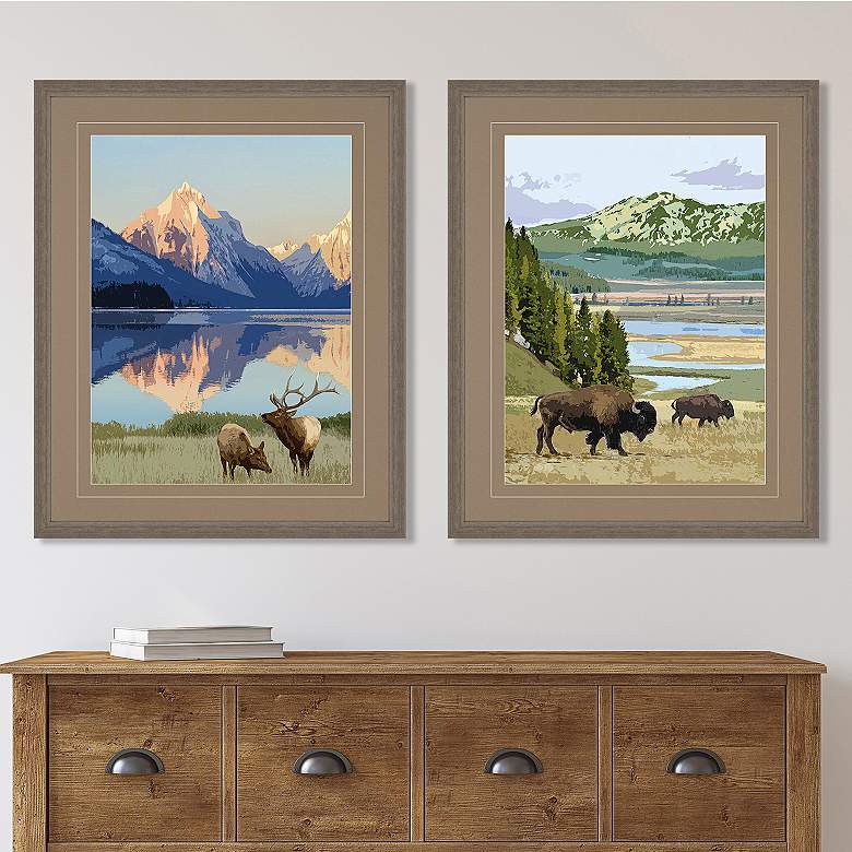 Image 1 National Parks III 32"H 2-Piece Giclee Framed Wall Art Set