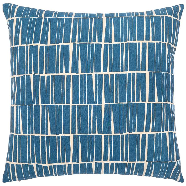 Image 1 Natur Dark Blue and Cream Striped 18" Square Throw Pillow