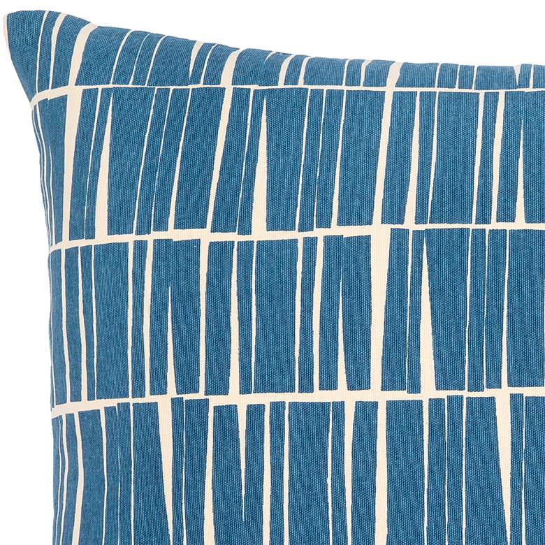 Image 2 Natur Dark Blue and Cream Striped 18" Square Throw Pillow more views