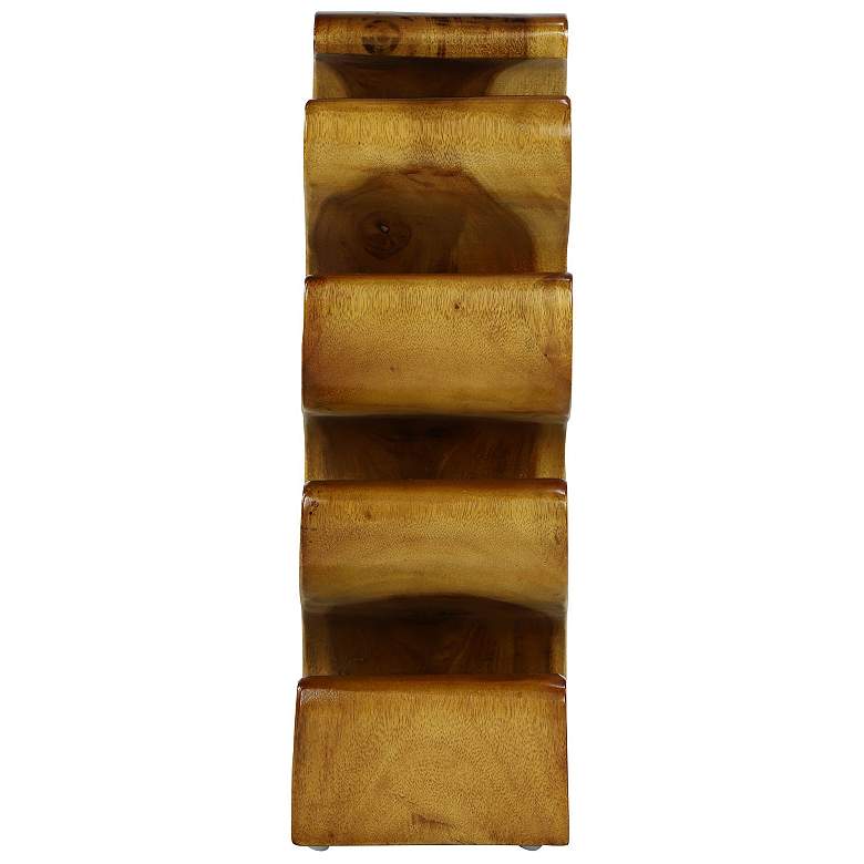 Image 3 Natural Acacia Wood 20" High 6-Bottle Holder Sculpture more views