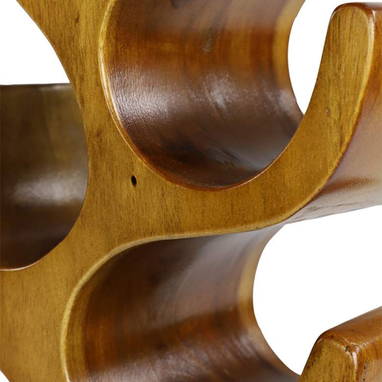 Image 6 Natural Acacia Wood 20" High 6-Bottle Holder Sculpture more views