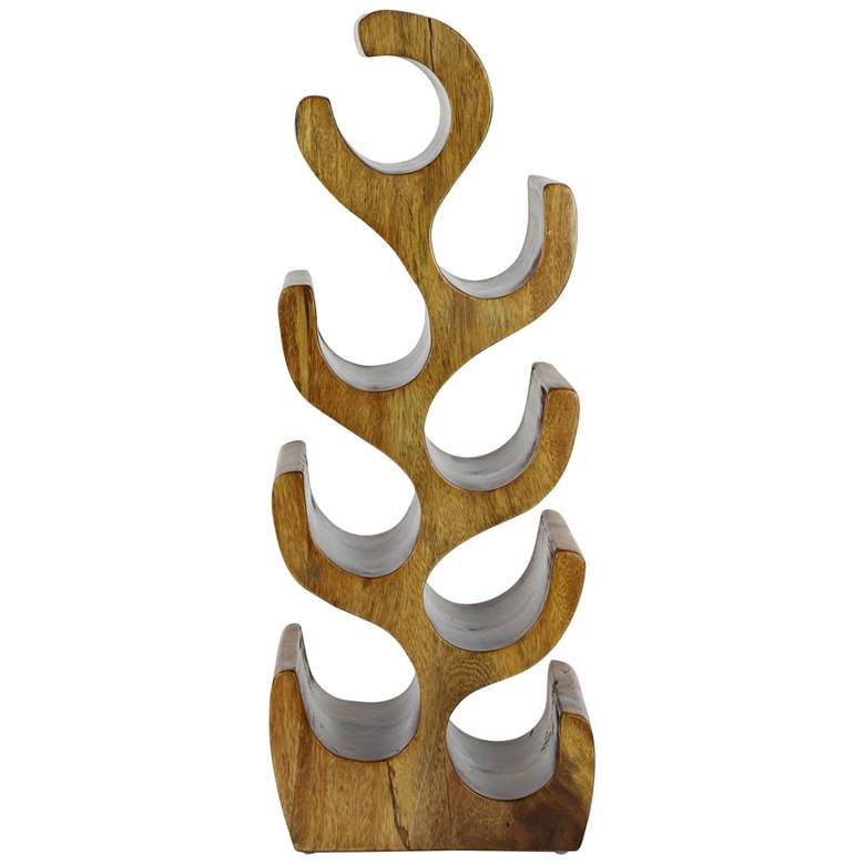 Image 5 Natural Acacia Wood 28" High 8-Bottle Holder Sculpture more views