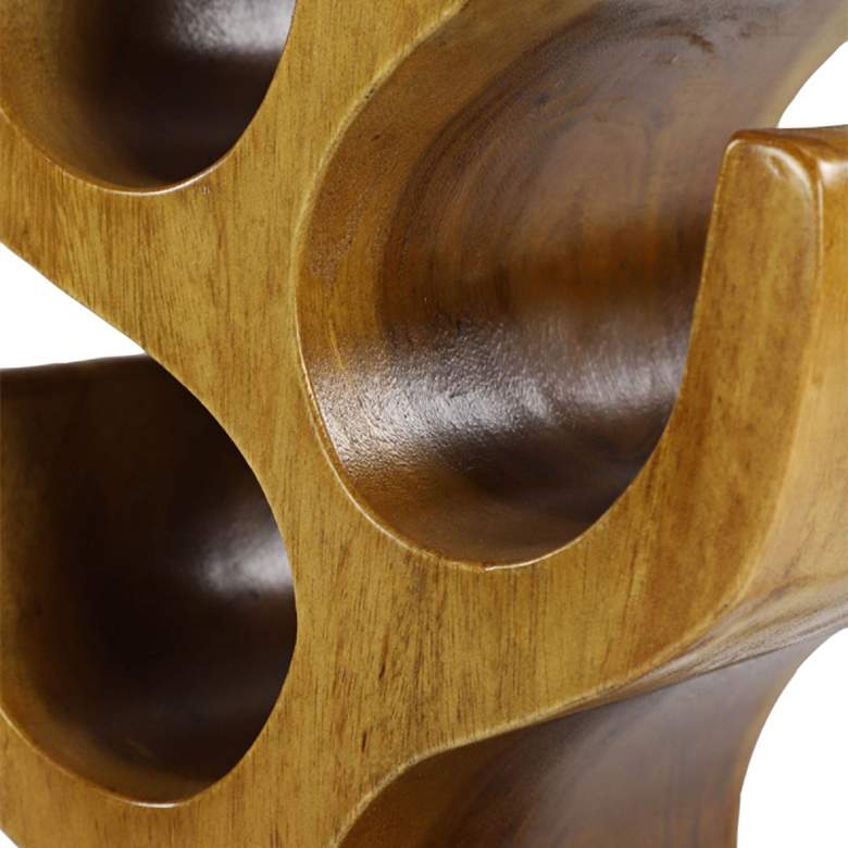 Image 6 Natural Acacia Wood 28" High 8-Bottle Holder Sculpture more views
