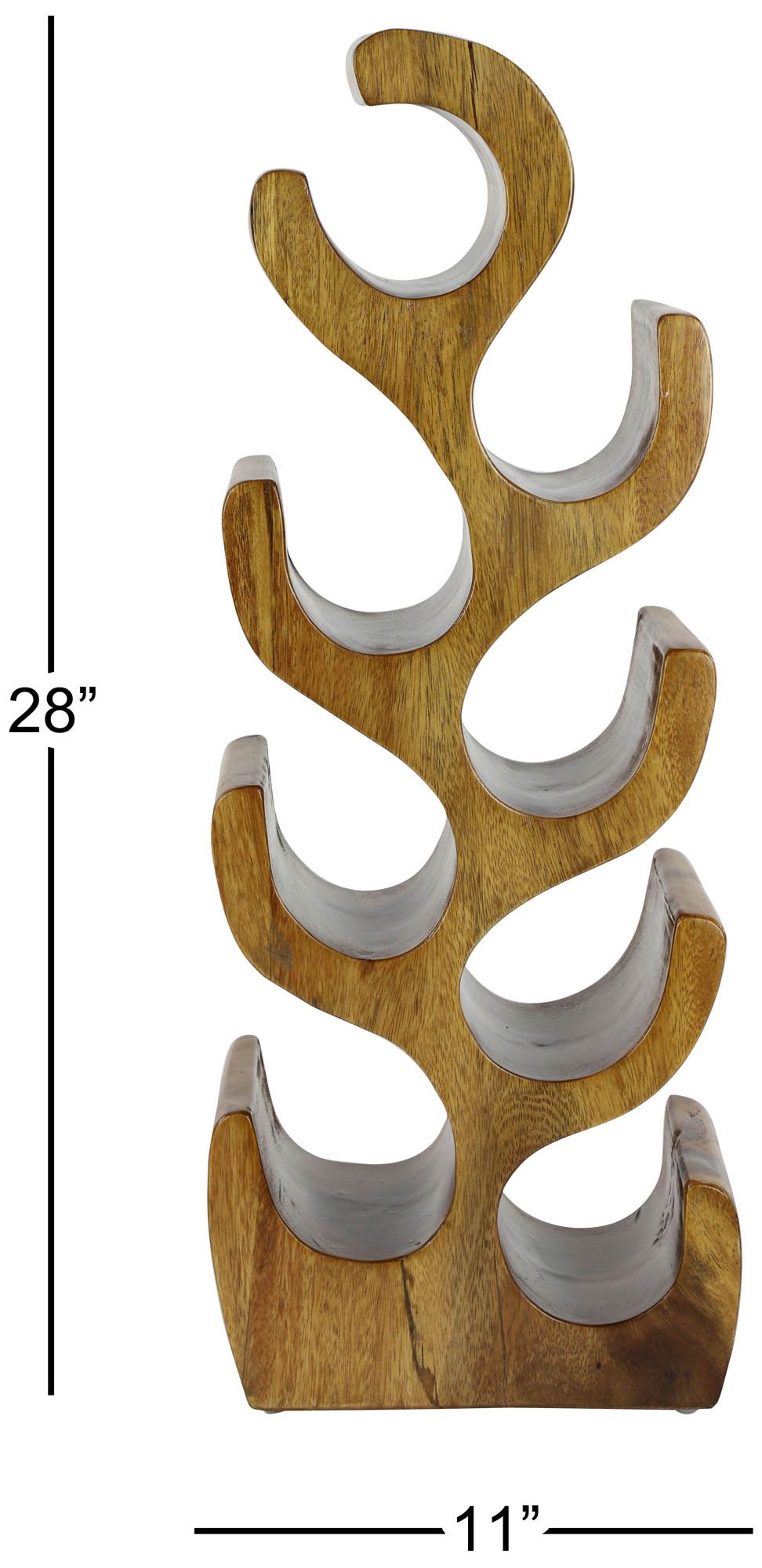 Natural Acacia Wood 28" High 8-Bottle Holder Sculpture