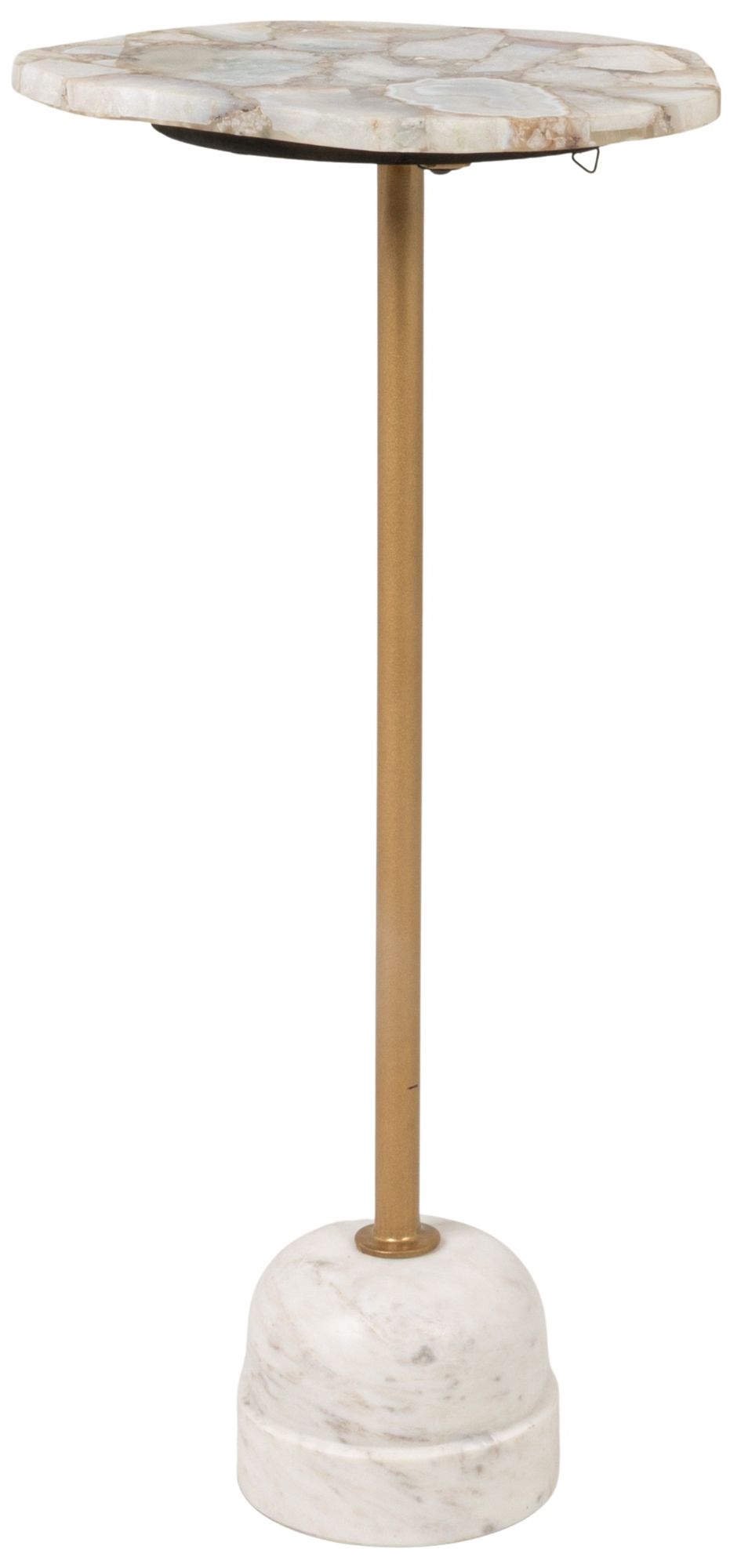 Image 2 Natural Agate and White Marble Pedestal Drink Table with Gold Post