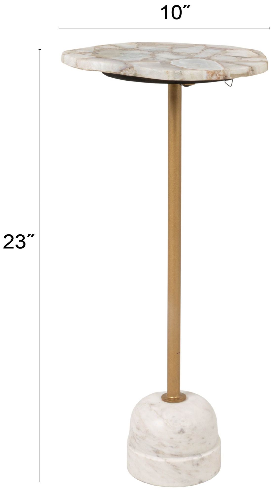 Image 4 Natural Agate and White Marble Pedestal Drink Table with Gold Post more views