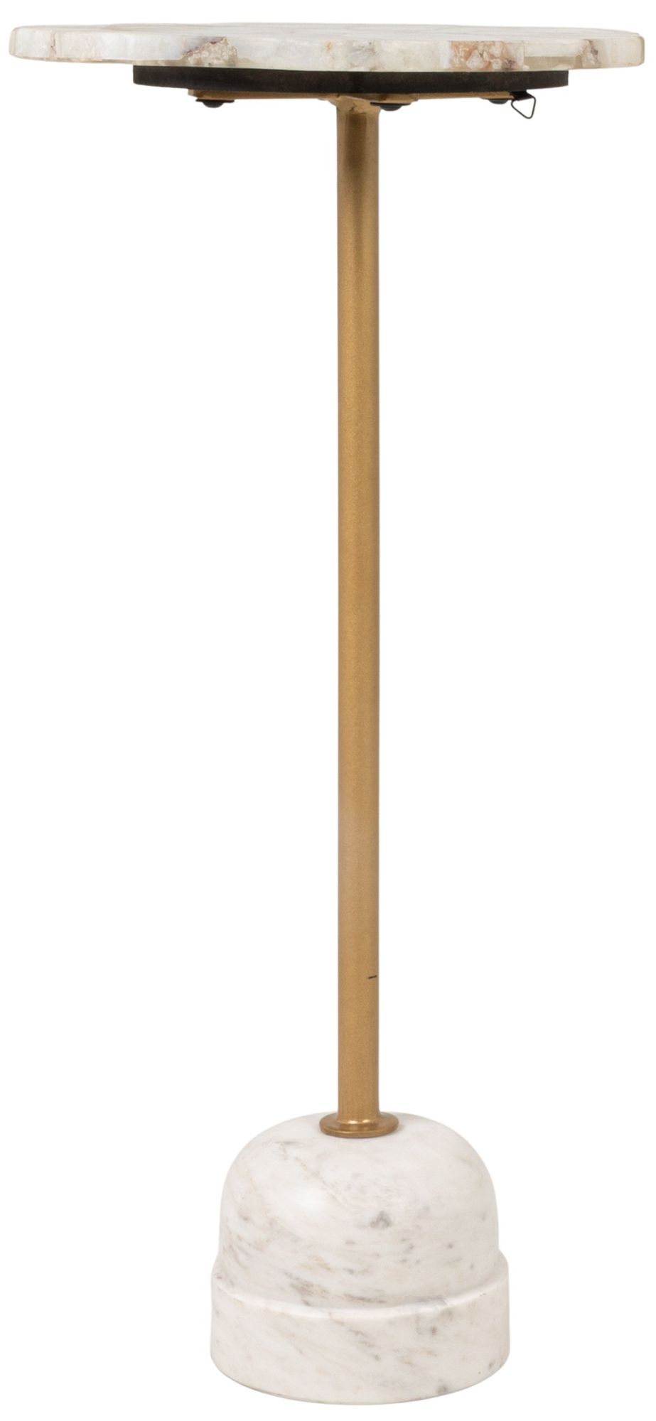 Image 5 Natural Agate and White Marble Pedestal Drink Table with Gold Post more views