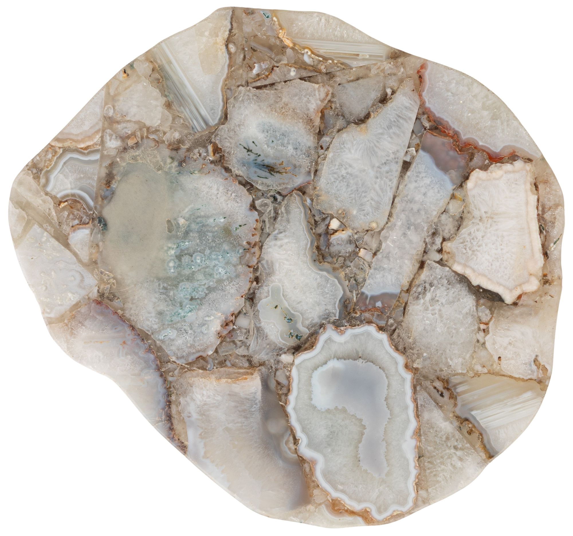 Image 6 Natural Agate and White Marble Pedestal Drink Table with Gold Post more views