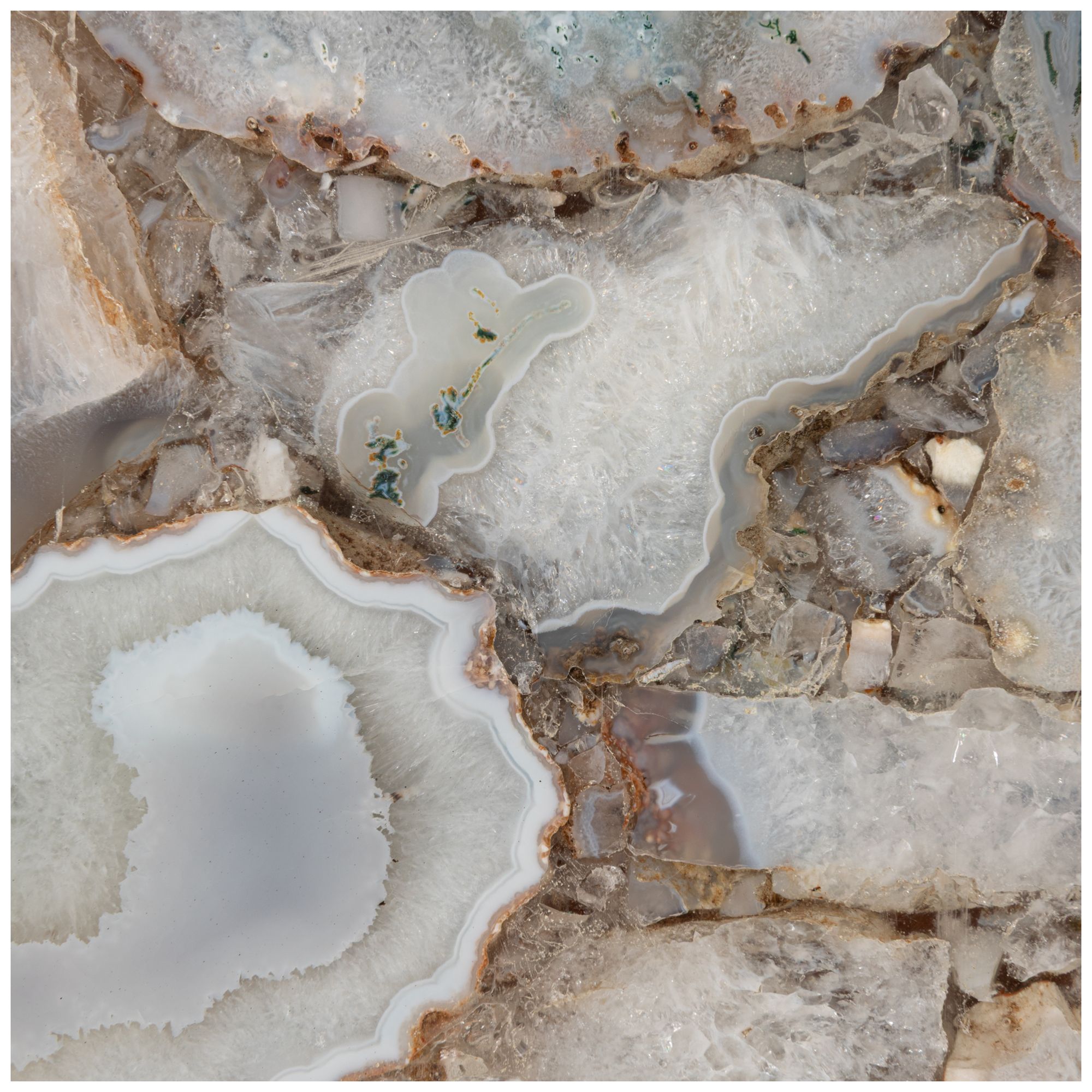 Image 7 Natural Agate and White Marble Pedestal Drink Table with Gold Post more views