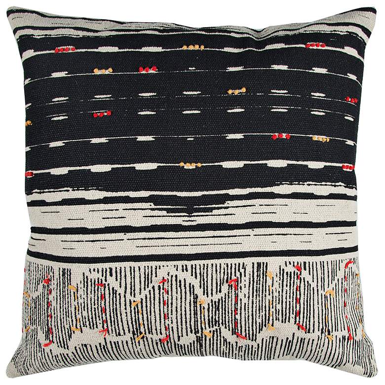 Image 1 Natural and Black Stripe 22 inch Square Decorative Filled Pillow