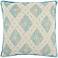 Natural and Blue Diamond Cotton 22" Square Throw Pillow