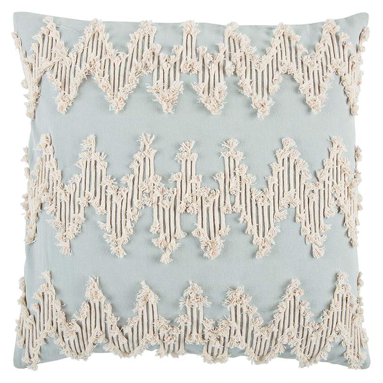 Image 1 Natural and Blue Frayed Chevron 20" Square Decorative Pillow