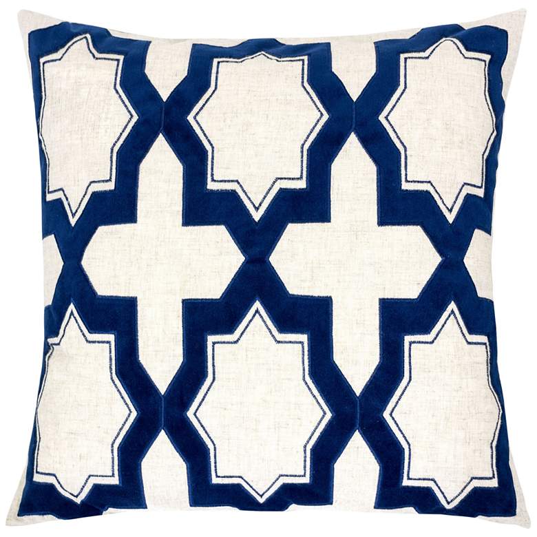Image 1 Natural and Blue Geometric 20 inch Square Decorative Pillow