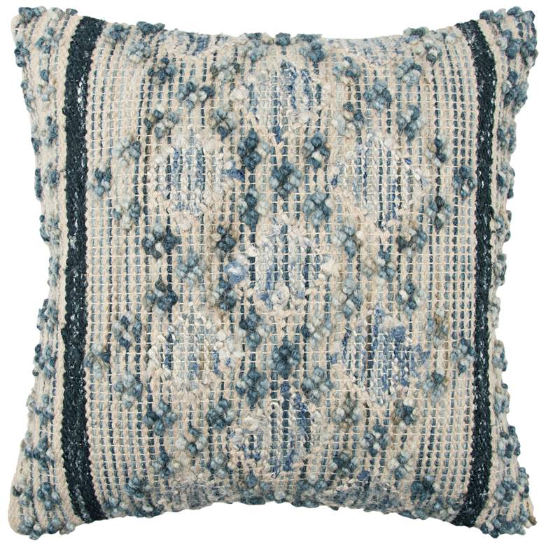 Image 1 Natural and Blue Sewn 20 inch Square Throw Pillow