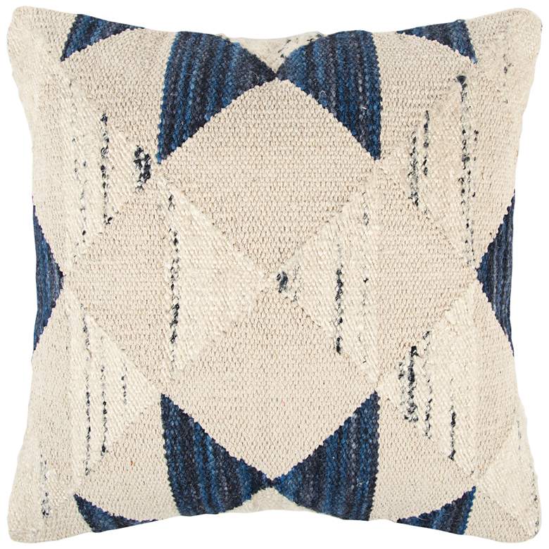 Image 1 Natural and Indigo Blue Bowties 20 inch Square Throw Pillow