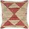 Natural and Red Mirrored Triangles 20" Square Throw Pillow