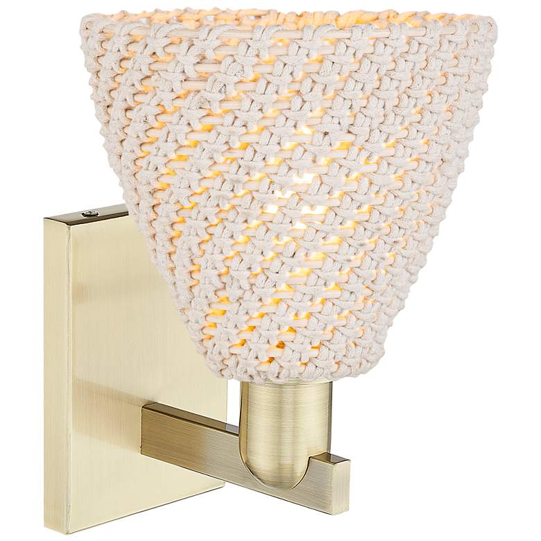 Image 2 Natural Ballston Dome 11.25"H Antique Brass Wall Sconce w/ Fiber Shade more views