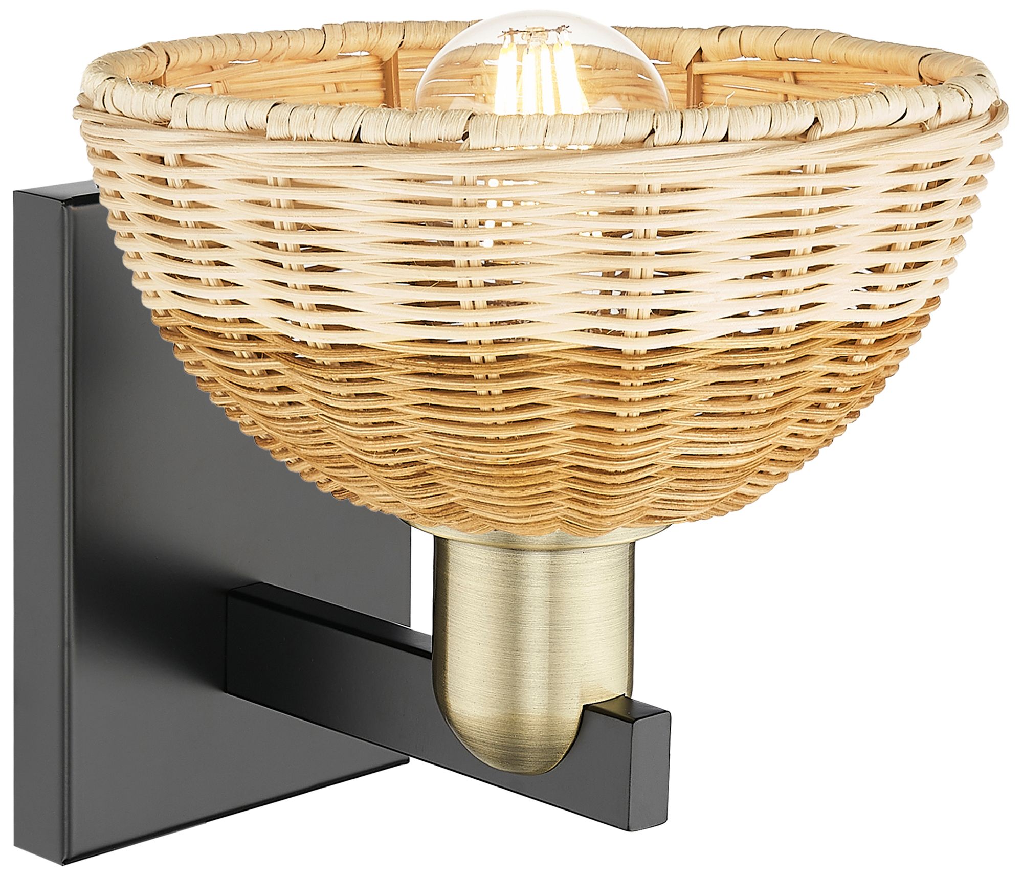 Image 2 Natural Ballston Dome 11.25"H Black Brass Wall Sconce w/ Fiber Shade more views