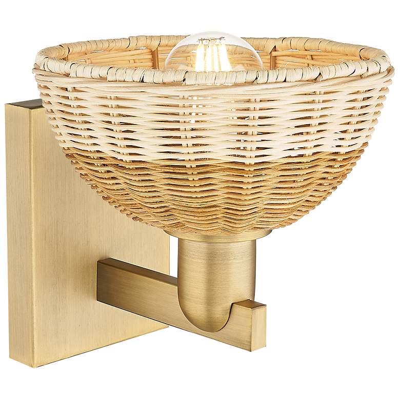 Image 2 Natural Ballston Dome 11.25"H Brass Wall Sconce w/ Basketweave Shade more views