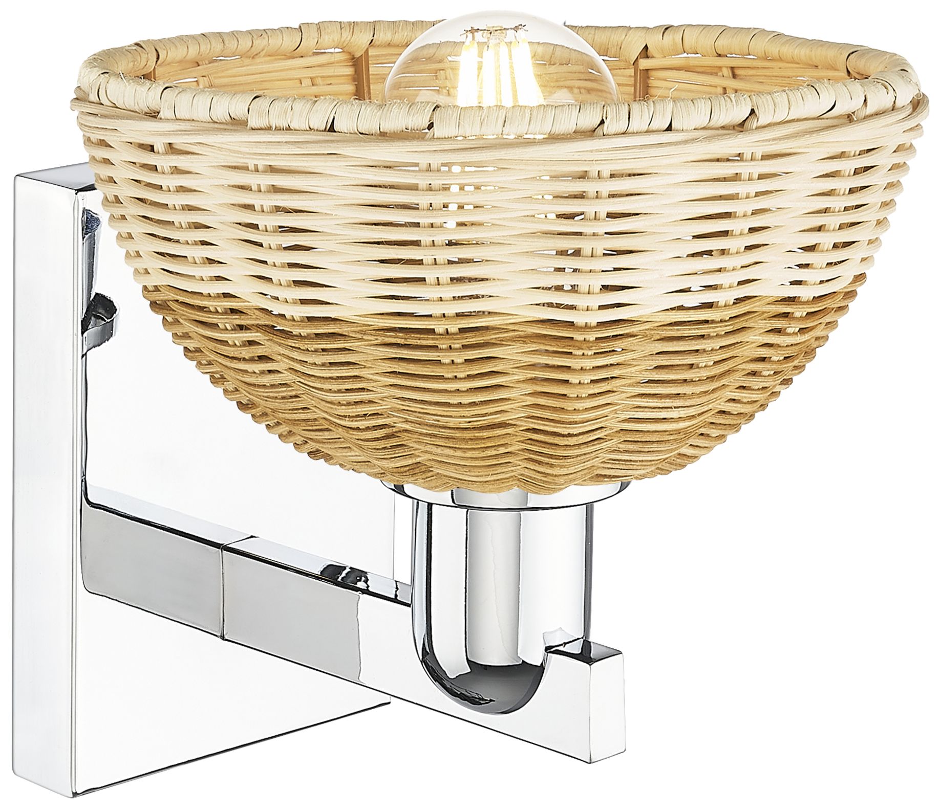 Image 2 Natural Ballston Dome 11.25"H Chrome Wall Sconce w/ Fiber Shade more views