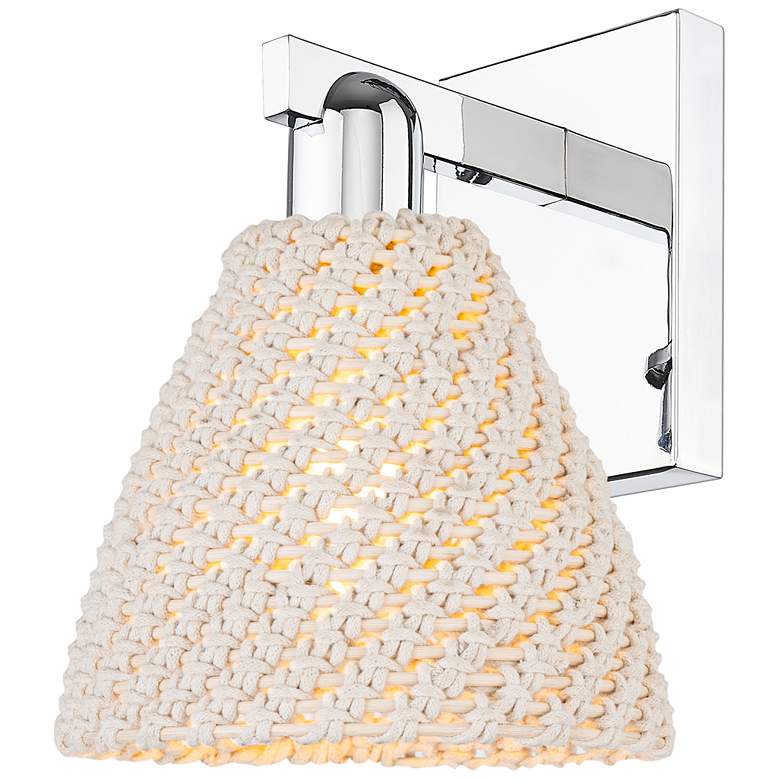 Image 1 Natural Ballston Dome 11.25"H Chrome Wall Sconce With Fiber Shade